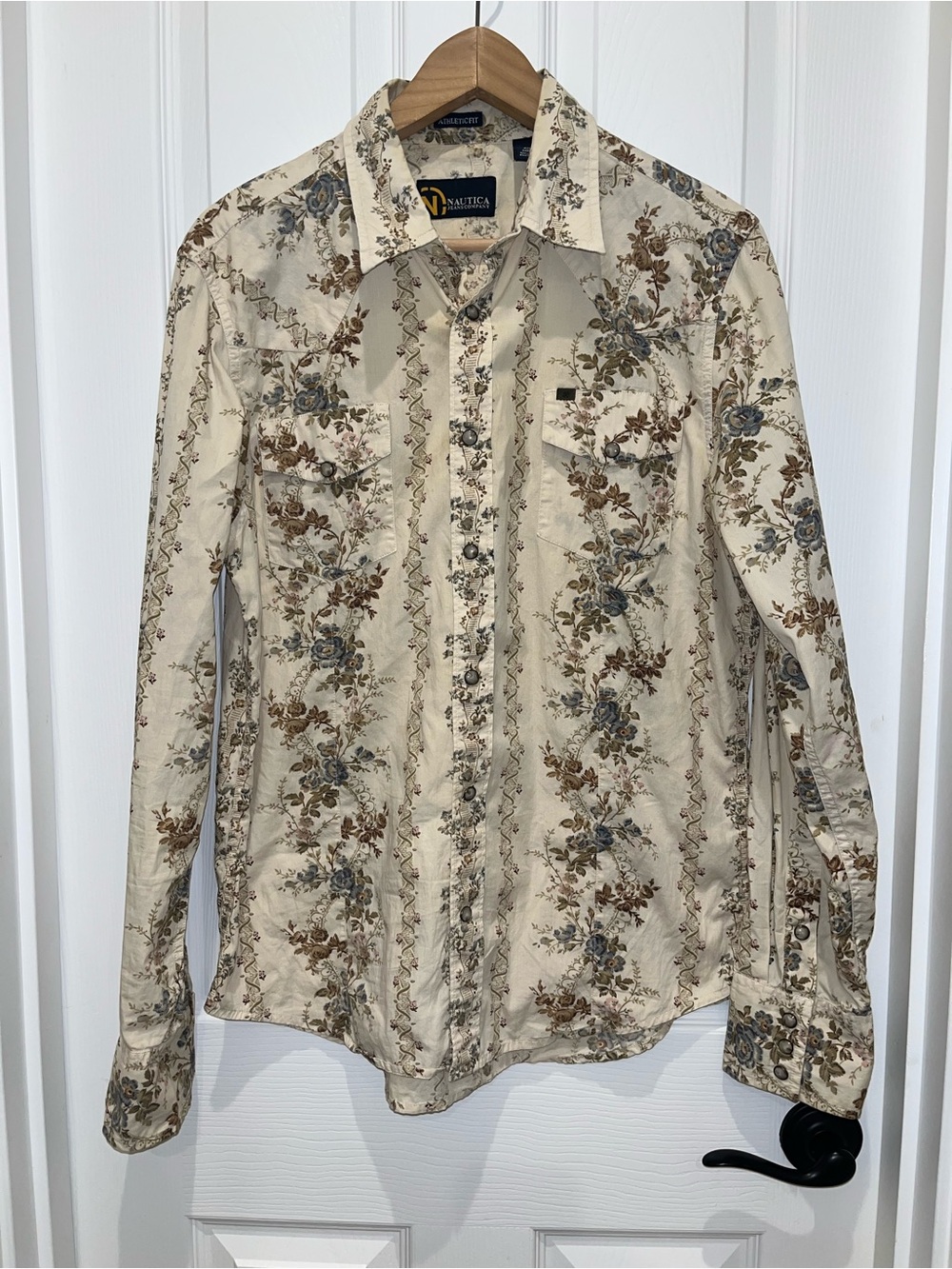 Nautica Cream Floral Stripe Button-Down Shirt